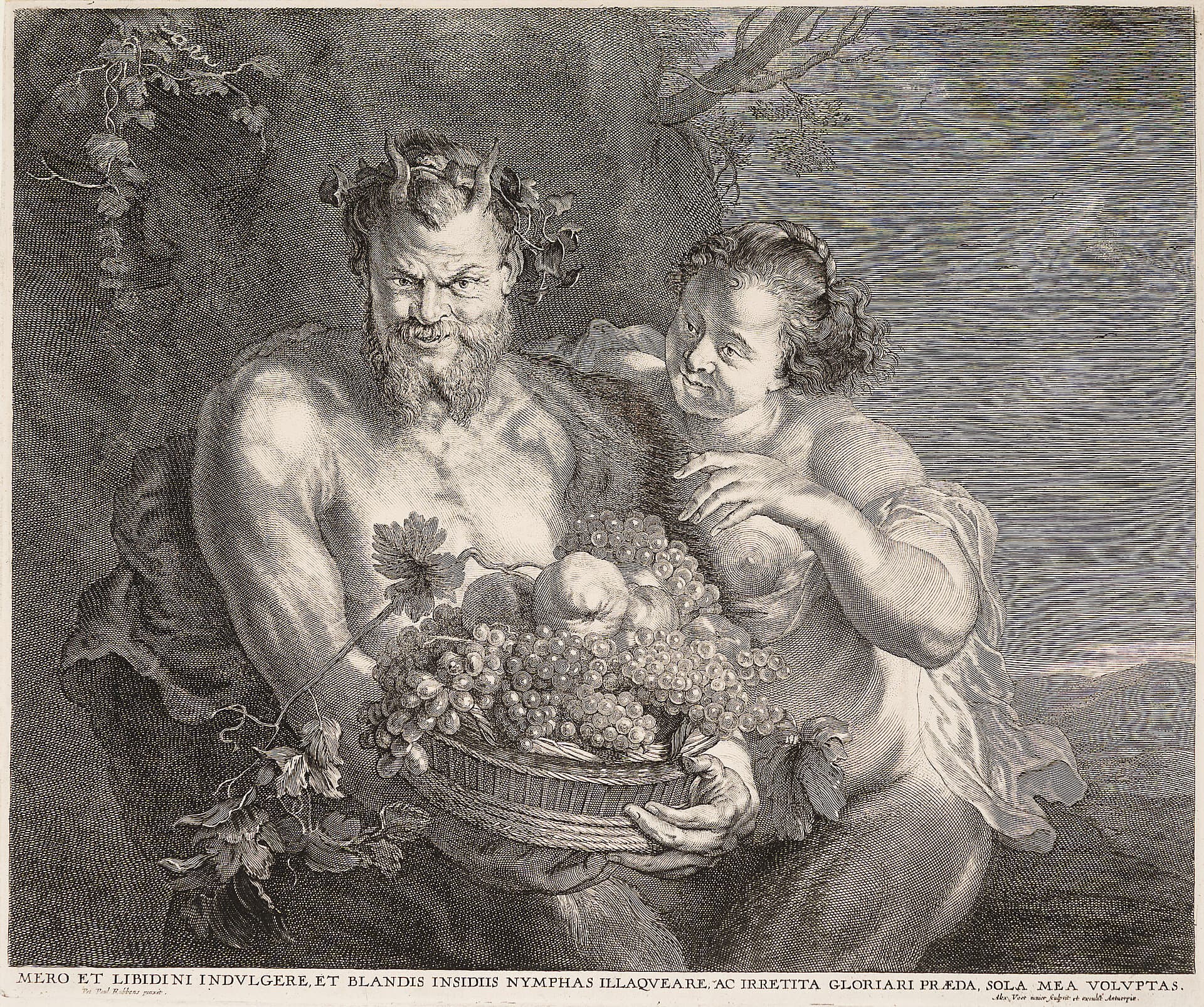 Object: RS 359, Alexander Voet d.J. (1628 - 1689), Alexander Voet d.J. (1628 - 1689), Peter Paul Rubens (1577 - 1640), Satyr mit Früchtekorb, 1600 - 1700