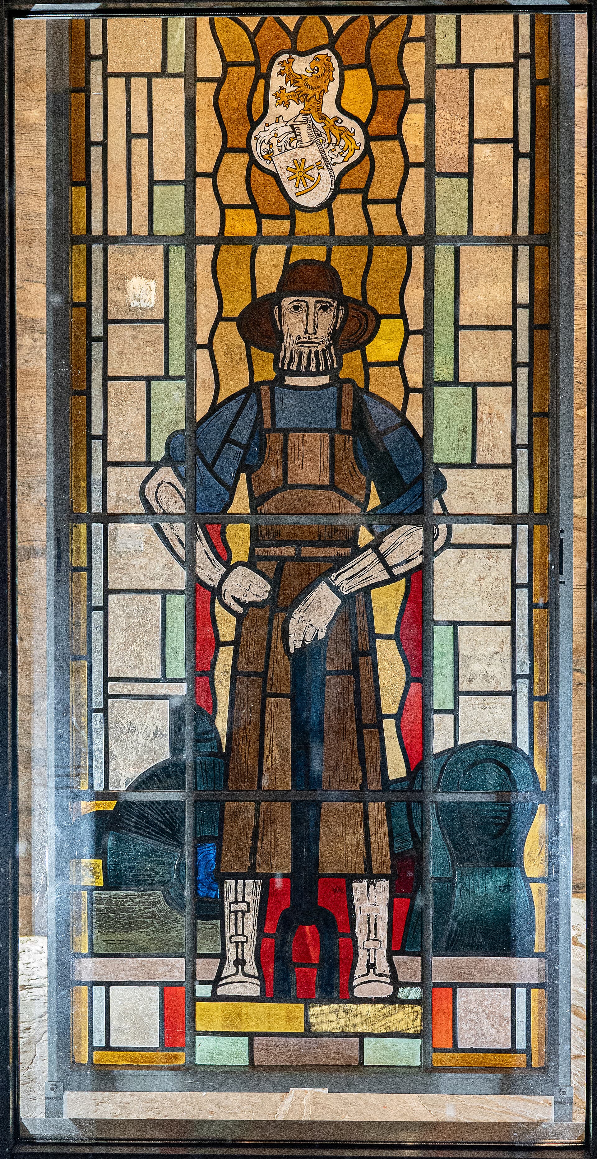 Object: Adolf Saenger (1884 - 1961), Glasfenster "Hüttenmann"