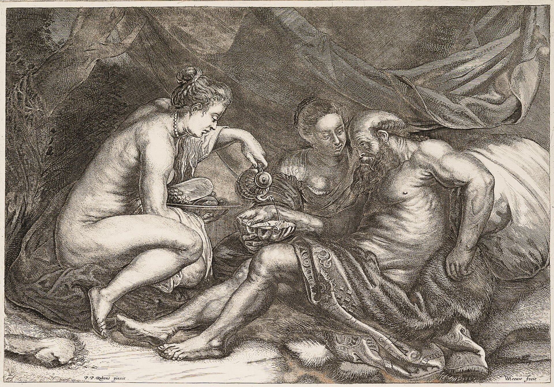 Object: RS 8, Peter Paul Rubens (1577 - 1640), Willem  de Leeuw (1603 - 1665), Trunkener Loth, circa 1600 - 1650