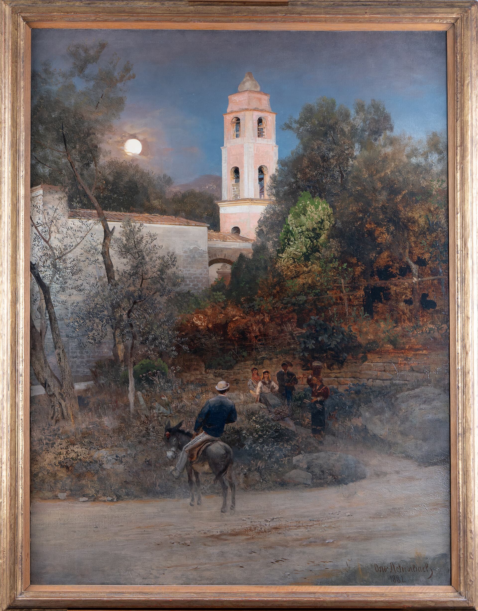 Object: Ab 62, Oswald Achenbach (1827 - 1905), Italienische Mondscheinlandschaft