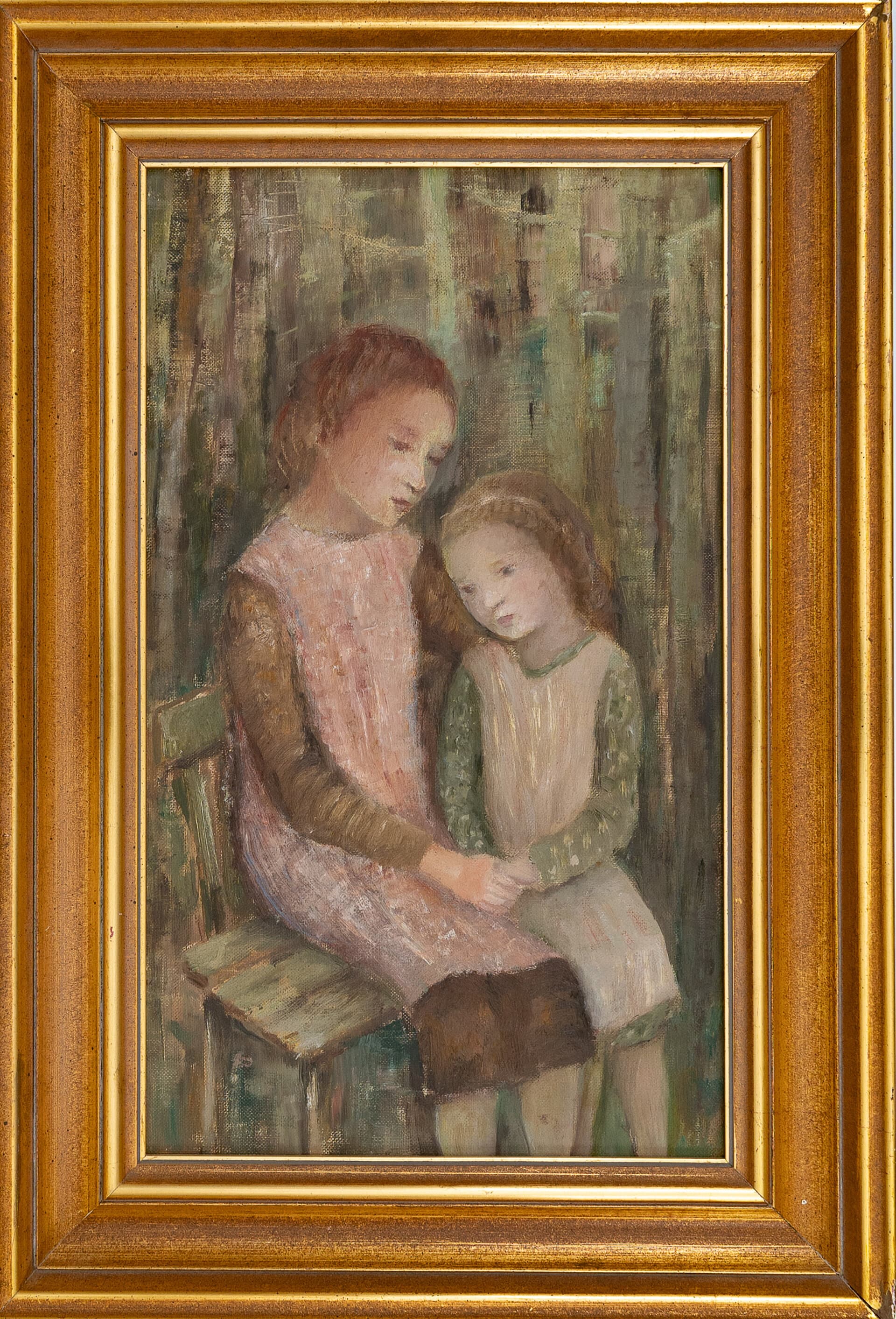 Object: Ab 17, Hanna Achenbach-Junemann (1892 - 1982), Zwei Mädchen im Garten, um 1950