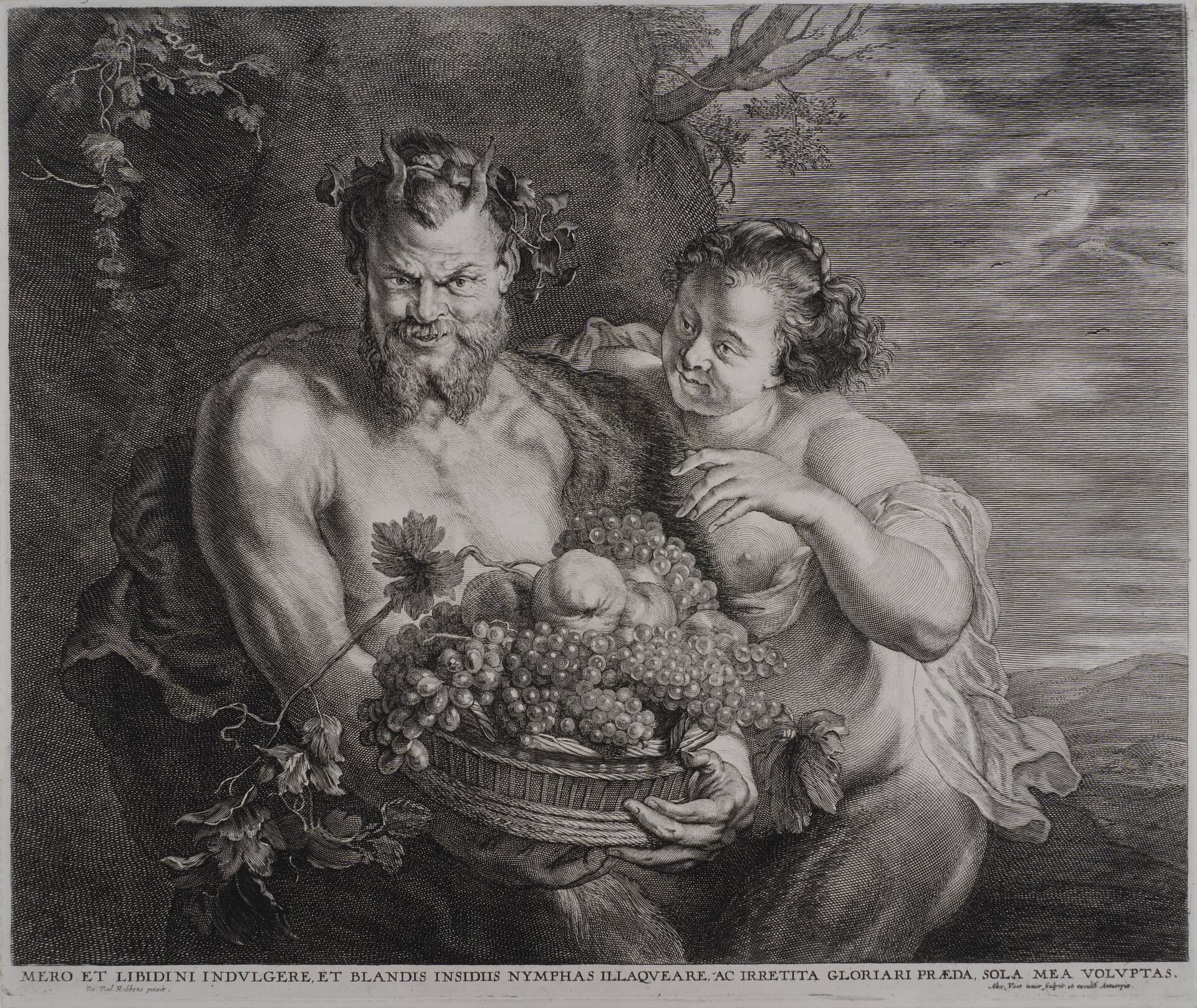 Object: RS 359, Alexander Voet d.J. (1628 - 1689), Alexander Voet d.J. (1628 - 1689), Peter Paul Rubens (1577 - 1640), Satyr mit Früchtekorb, 1600 - 1700