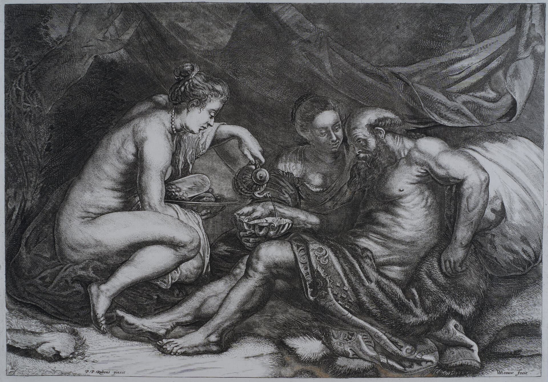 Object: RS 8, Peter Paul Rubens (1577 - 1640), Willem de Leeuw (1603 - 1665), Trunkener Loth, circa 1600 - 1650