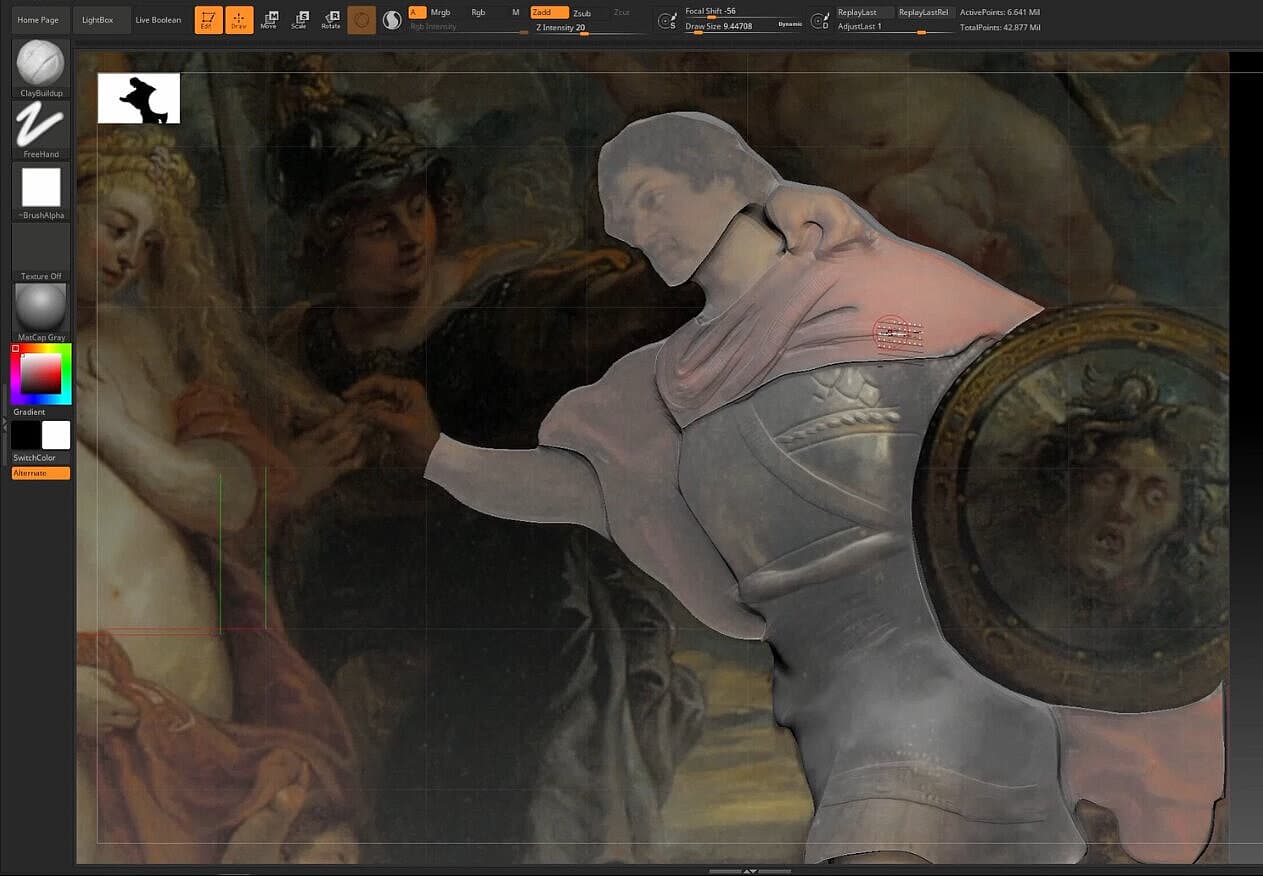 In der 3D Sculpting-Software ZBrush werden Details ausgearbeitet In ZBrush werden Details ausgearbeitet